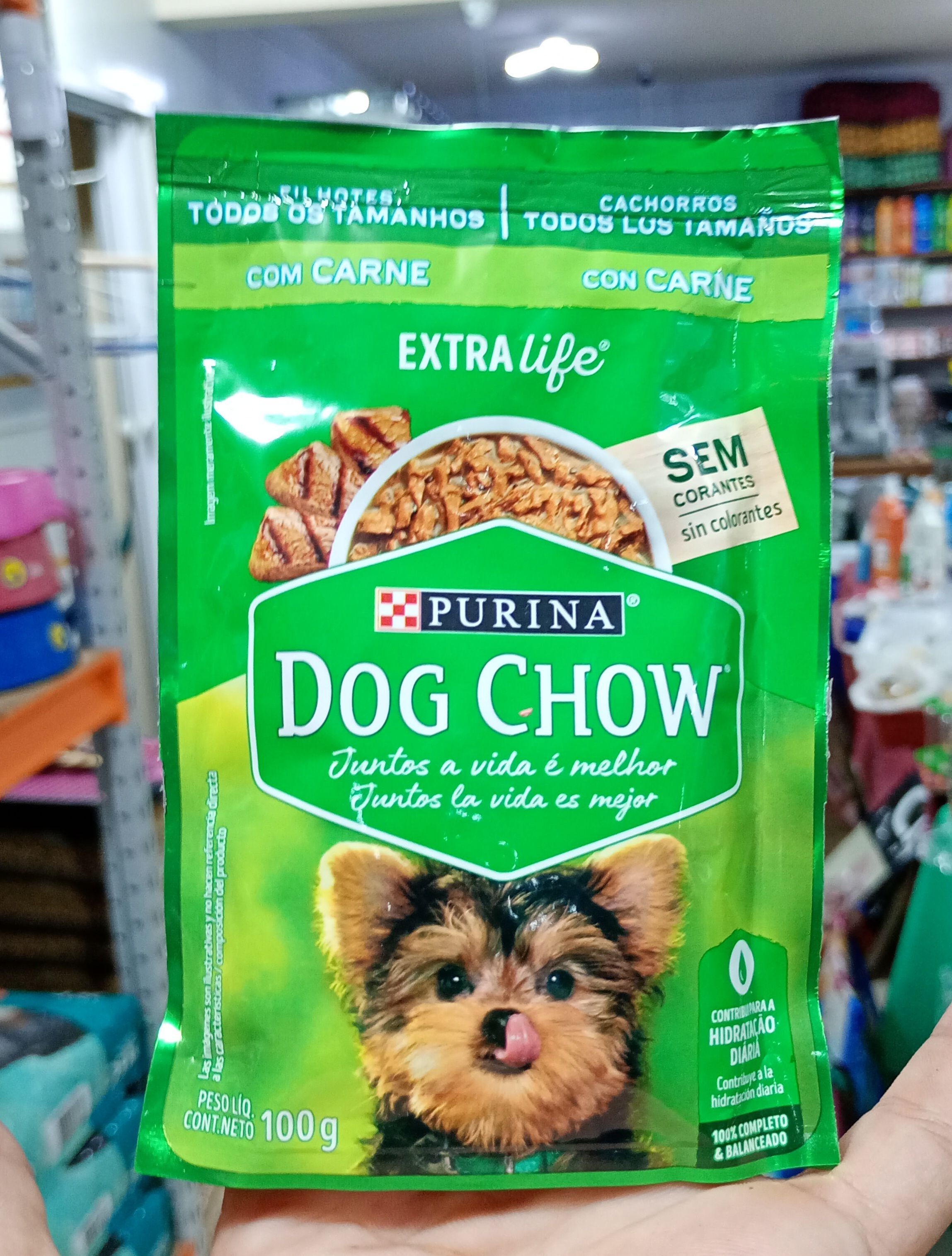 Ração úmida dog Chow filhote todos os tamanhos carne 100g