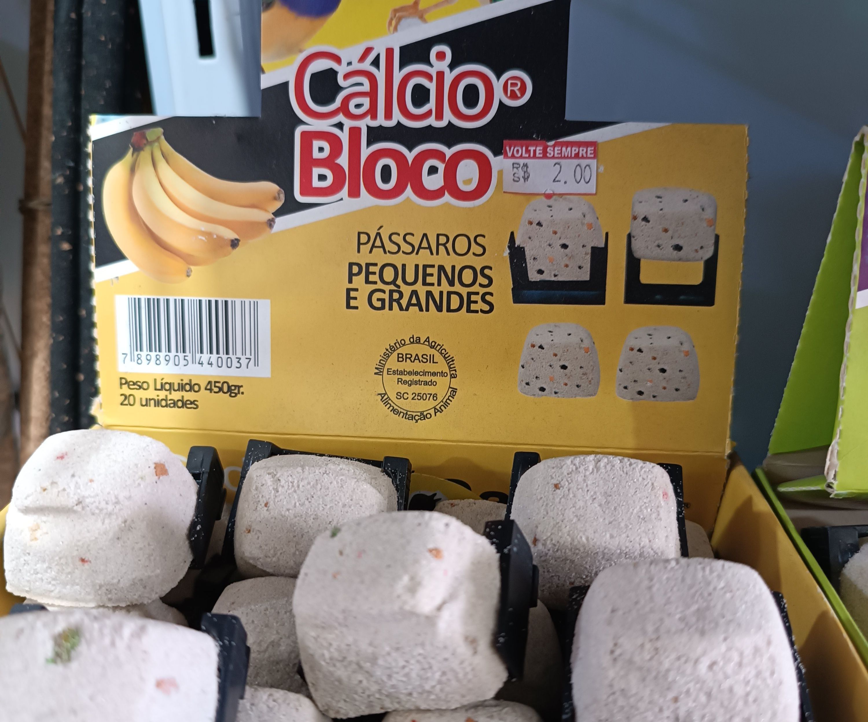 Cálcio blocos sabor banana pássaros pequenos e grandes 