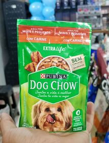 Ração úmida dog Chow adultos Minis e pequenos carne 100g