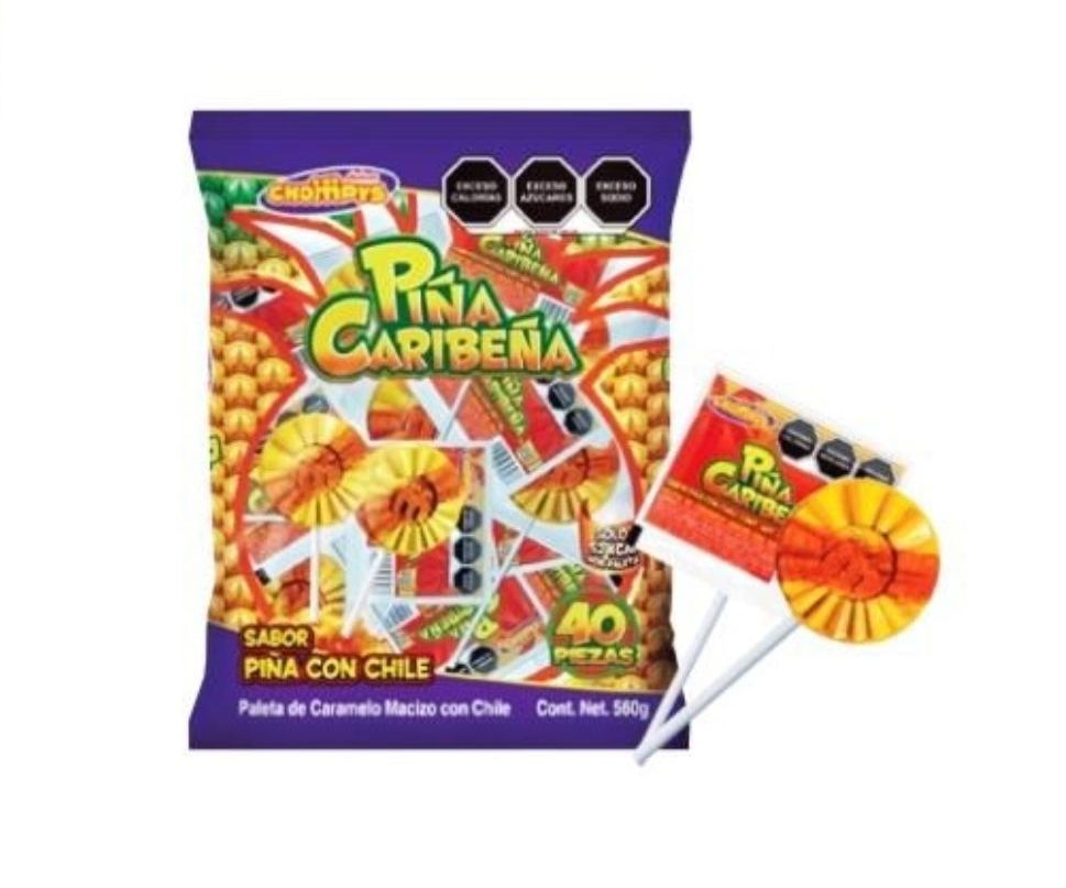 Chompys Paleta Piña Caribeña 40pc