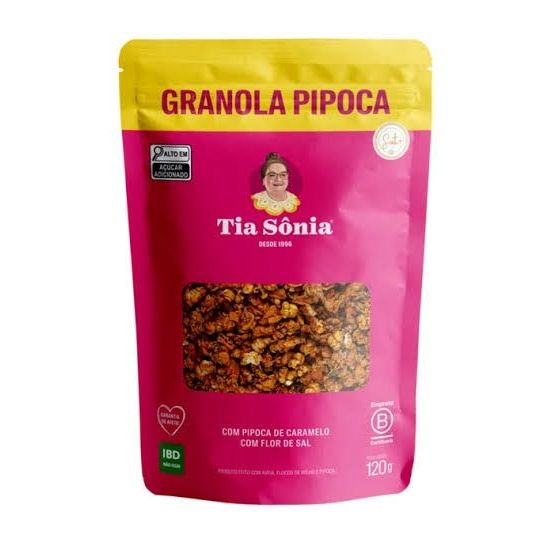 Granola pipoca de caramelo com flor de sal 120g - Tia Sônia 