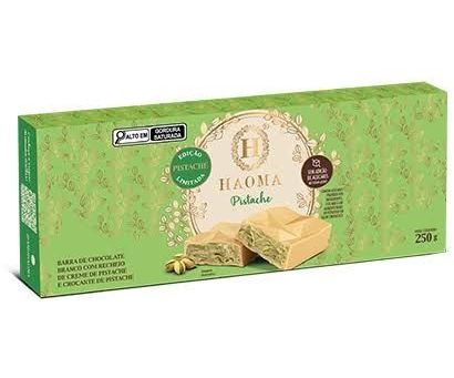 Barra de pistache e chocolate branco 250g - Haoma