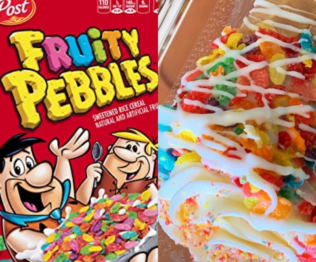 Fruity Pebbles Stuffed Cheesecake Waffle Cone