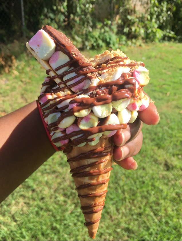 S’mores Stuffed Cheesecake Waffle Cone