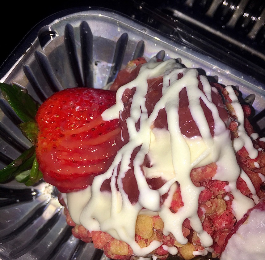 Strawberry Filling Stuffed Cheesecake Waffle Cone