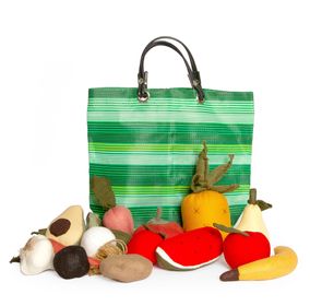 Bolsa y Set de frutas y verduras 12 piezas