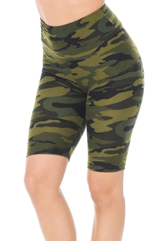 Luscious Biker Shorts Green Camo