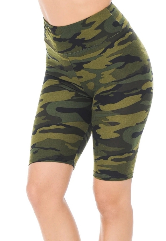 Lean Biker Shorts Green Camo