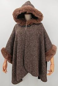 Winter Hero - Hooded fur lined cape - taupe