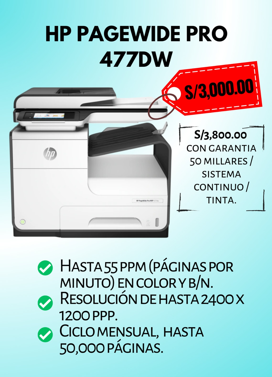 HP PAGE WIDE  477dw (SEMINUEVAS)  SIN GARANTIA 