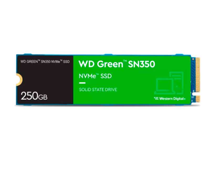 UNIDAD DE ESTADO SOLIDO WESTERN DIGITAL GREEN SN350 NVME, 500GB M.2 2280