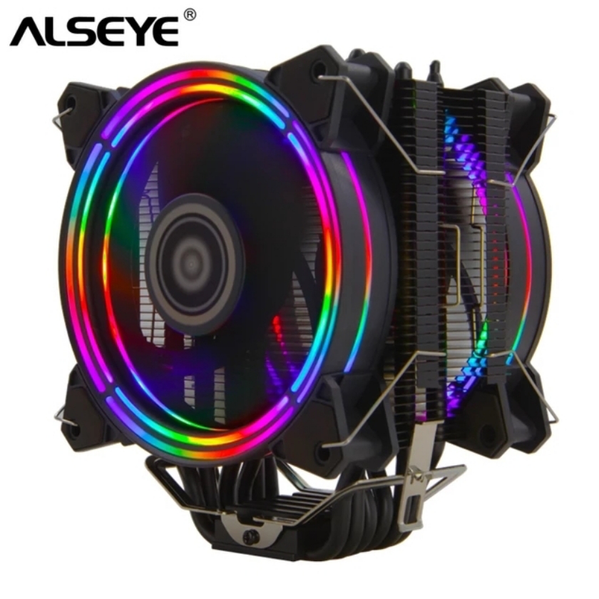 ENFRIADOR ALSEYE H120D 2.0 DE CPU CON RGB Y VENTILADOR 120MM PWM, 4 PIN, 6 TUBOS.