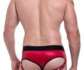 CUECA CIRRE VERMELHO TIRAS NO BUMBUM