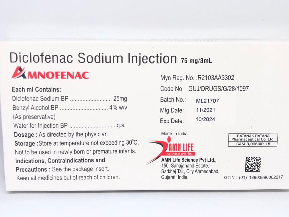 Amnofenac Injection(10amps)(exp 2/27)