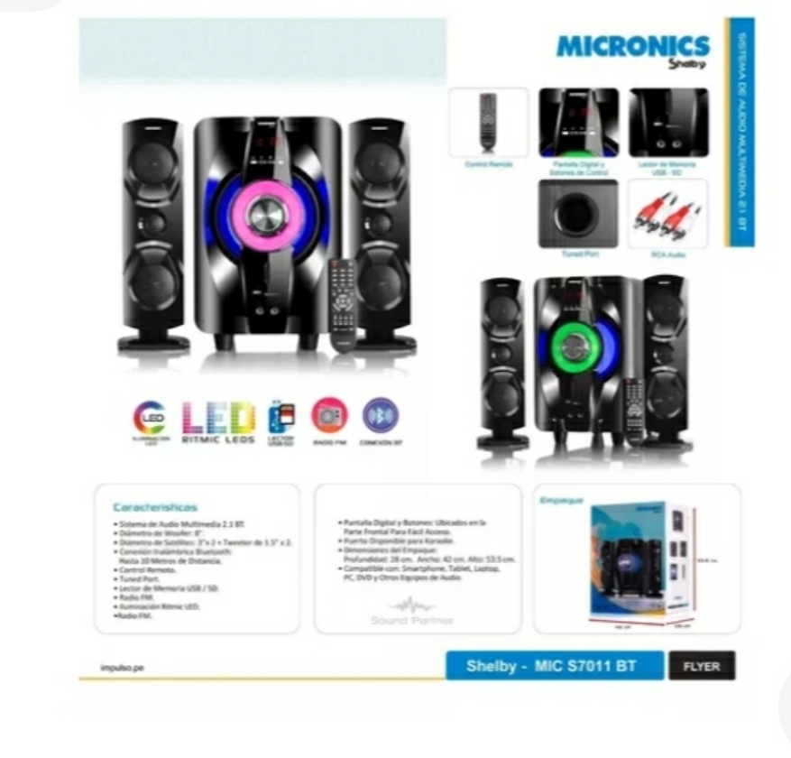 SISTEMA DE AUDIO SHELBY MICRONICS MIC S7011BT - NEGRO