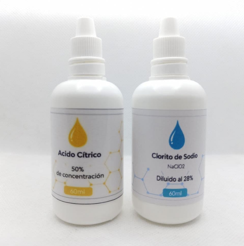 Kit Clorito + Ácido Cítrico 60ml HDPE (MMS)