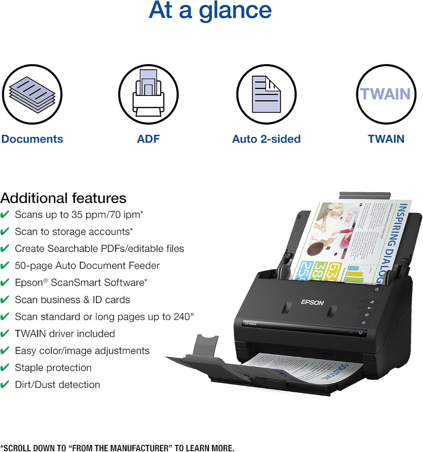 Epson Workforce ES-400 II Document Scanner