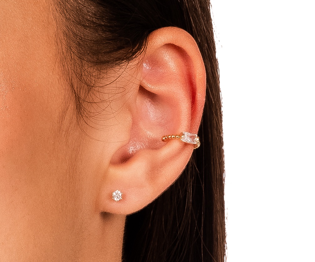 Piercing bolinhas com cristal navete