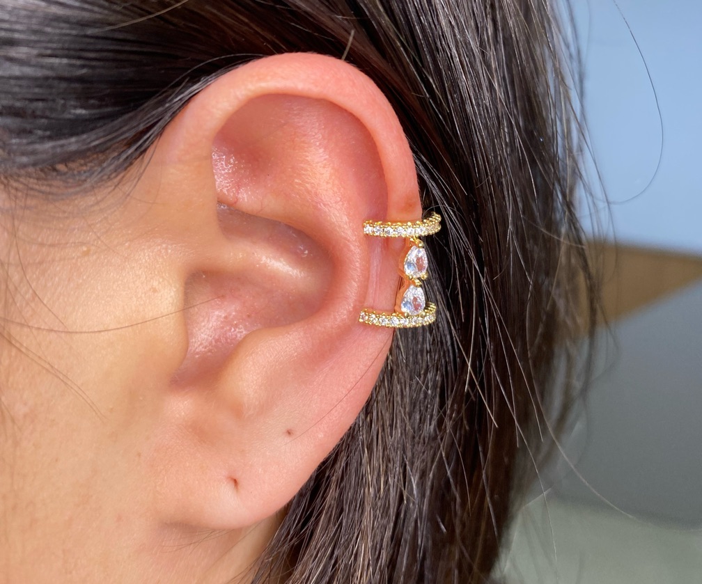 Piercing duas fileiras ligadas com navete