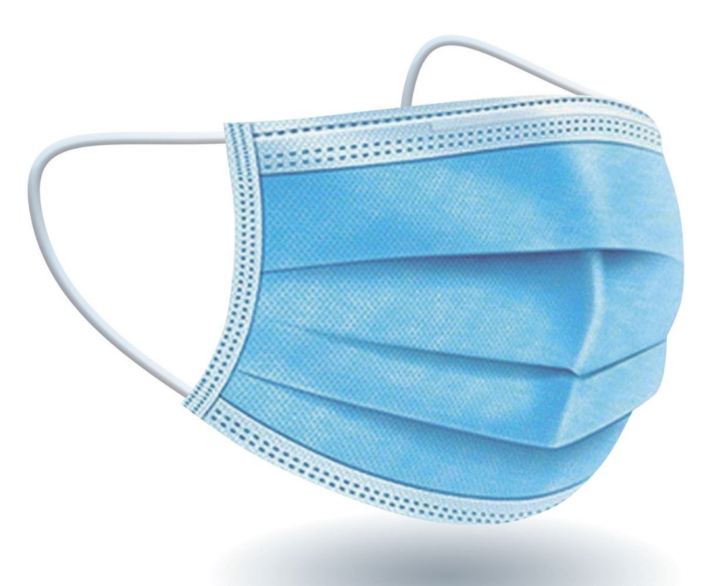 CUBRE BOCAS ADULTO TRICAPA 3 PLIEGOS AZUL CON ELASTICO BOLSA C/50 FACE MASK

