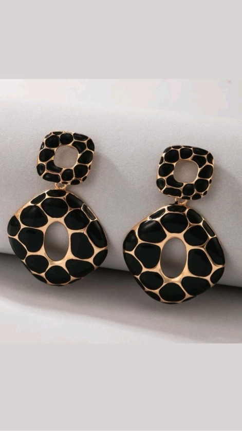 Black and Gold Geometric Earrings