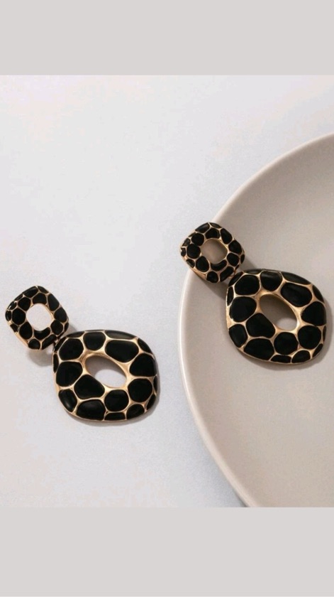 Black and Gold Geometric Earrings