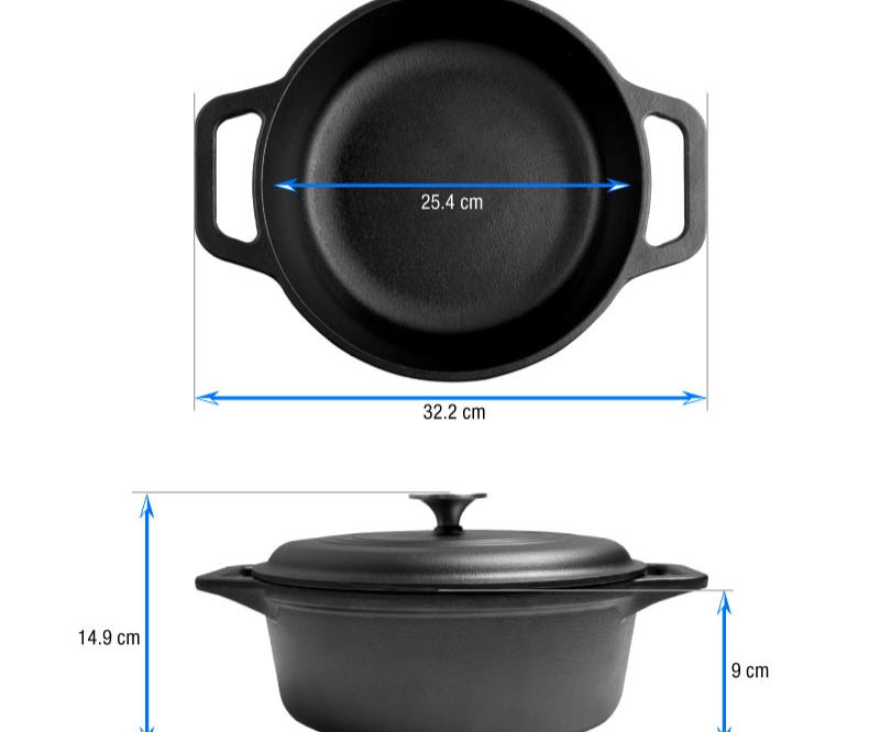 Olla 24cm c/tapa hierro fundido horno holandes Victoria