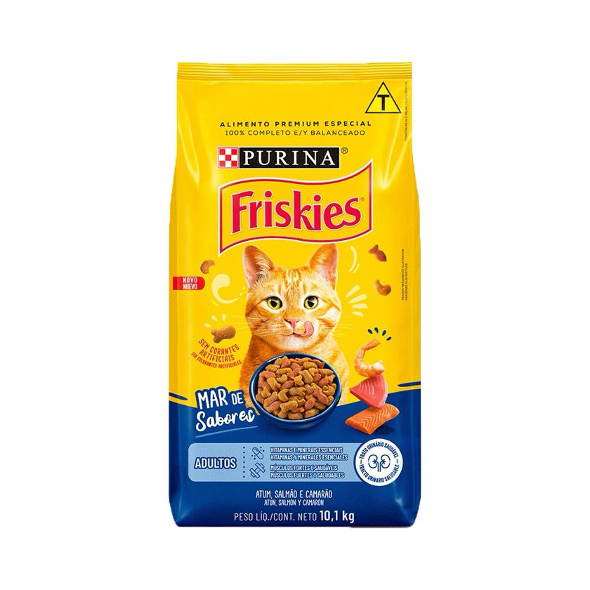 Ração Friskies Mar de Sabores para Gatos Adultos Sabor Atum, Salmão e Camarão 10kg