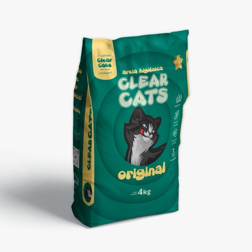 Areia Higiênica Sanitária Grossa para Gatos Clear Cats 4kg