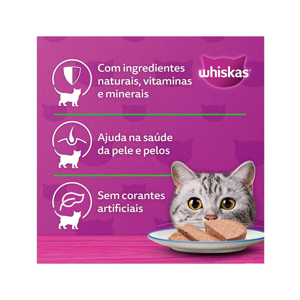 Ração Úmida Whiskas Lata Patê para Gatos Adultos Sabor Peixe - 290g