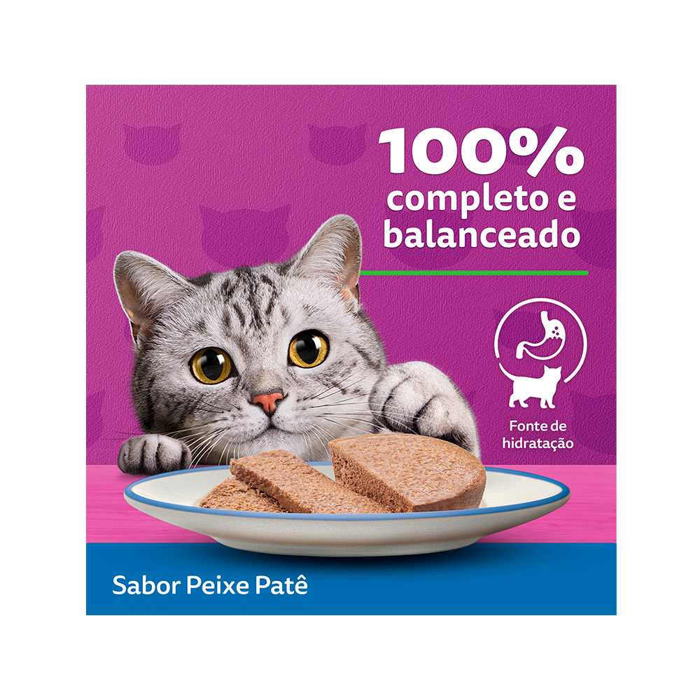 Ração Úmida Whiskas Lata Patê para Gatos Adultos Sabor Peixe - 290g