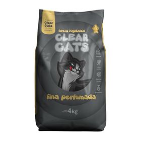 Areia Higiênica Sanitária Fina Perfumada para Gatos Clear Cats 4kg