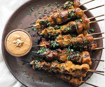 Marinated grilled Chicken Satay (organic)  (12pcs)