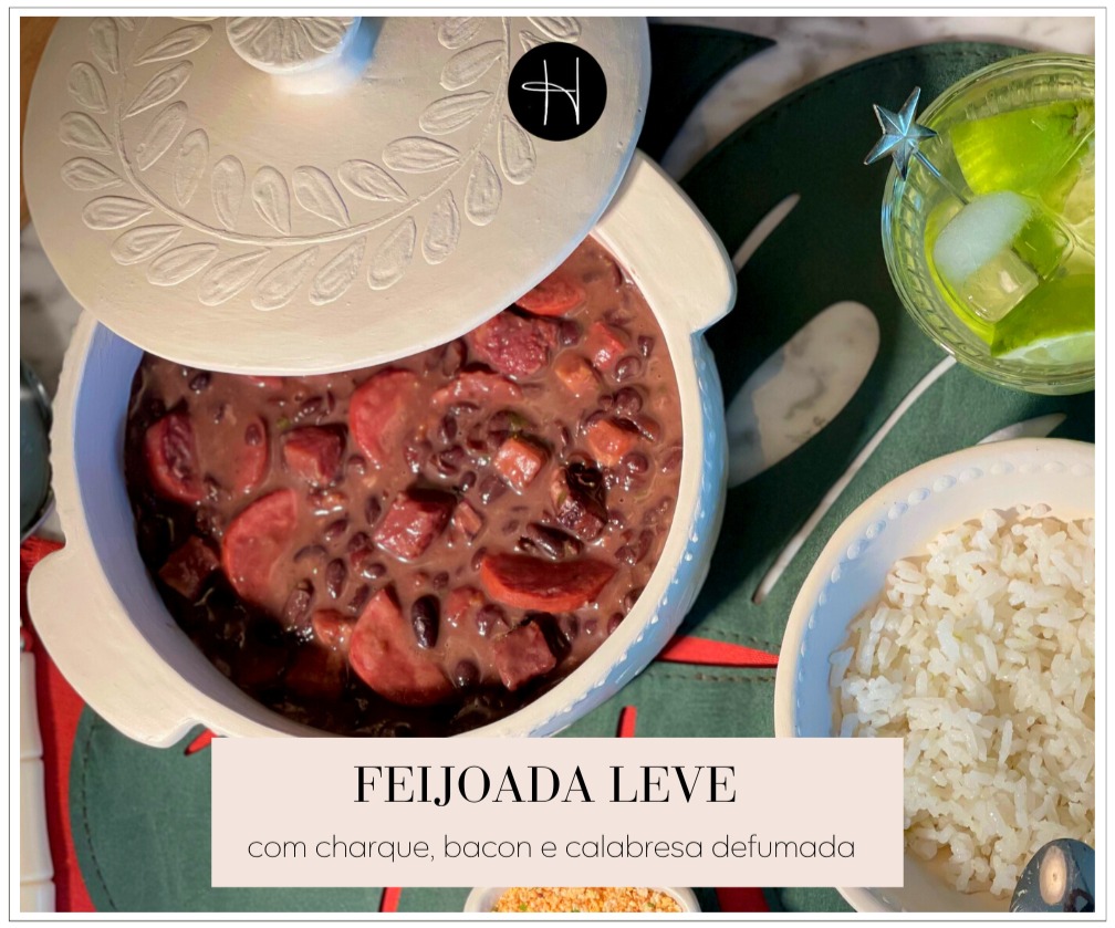 Feijoada leve com charque, bacon e calabresa defumada