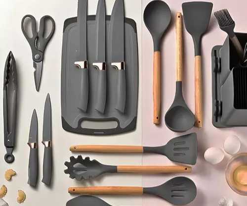 CX:  12 Kit Utensílios De Silicone Completo Para Cozinha 19 Peças