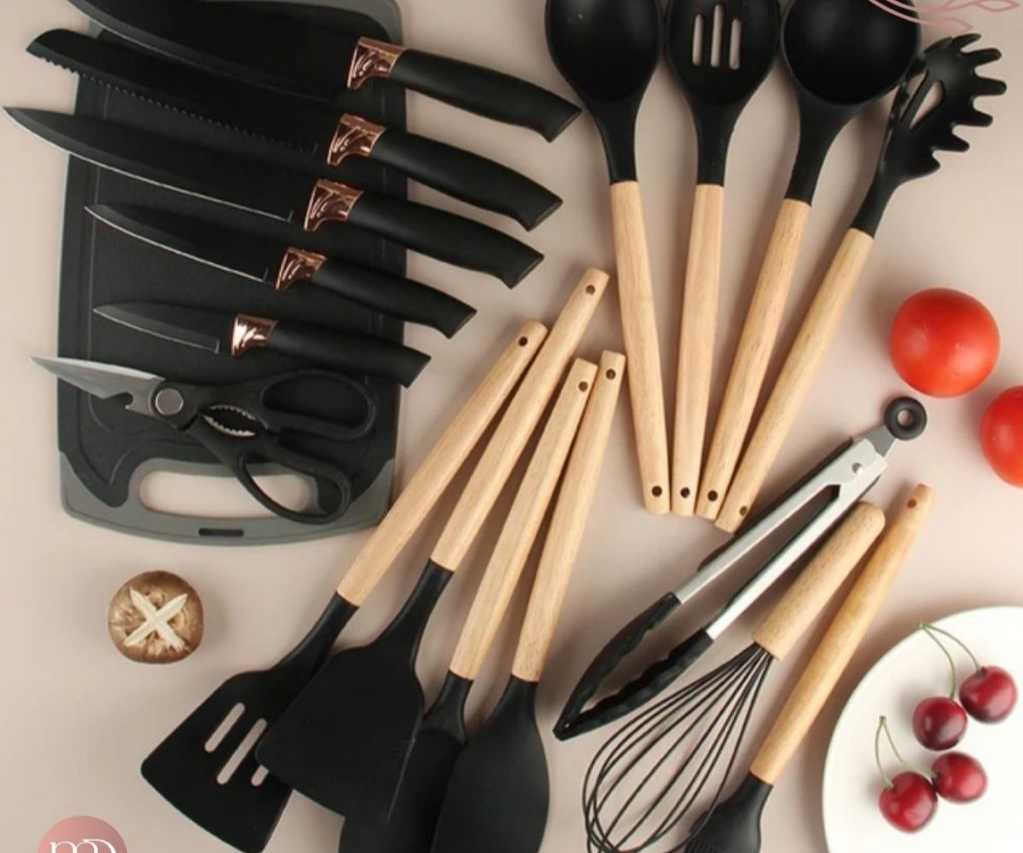 CX:  12 Kit Utensílios De Silicone Completo Para Cozinha 19 Peças