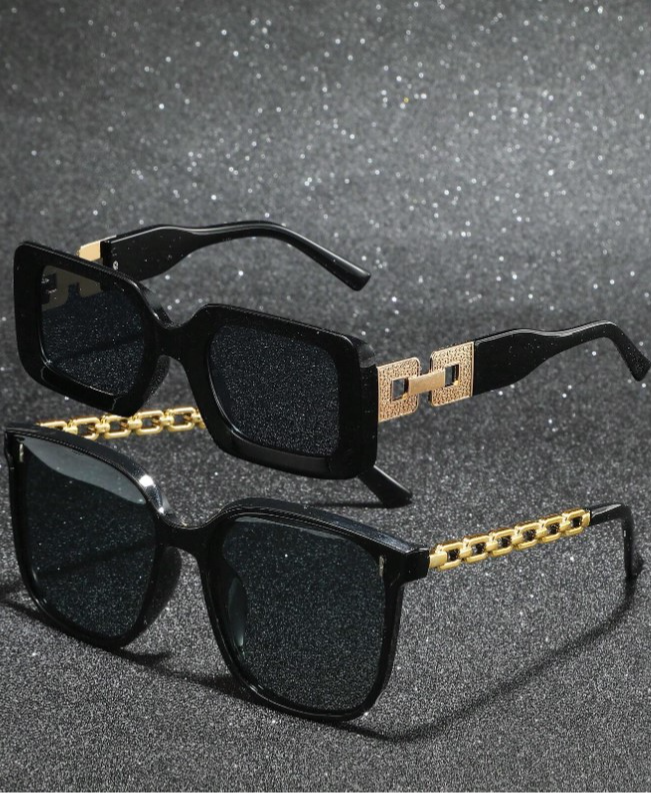 02-Black Square Chain Frame sunglasses