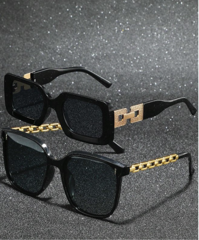 01-Black Square Chain Frame sunglasses