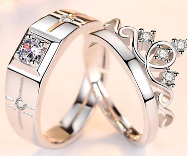 2pcs/Set Fashionable Crown Couple Rings