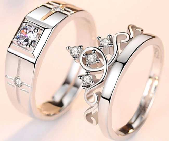 2pcs/Set Fashionable Crown Couple Rings