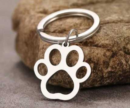 Dog Paw Keychain- Silver