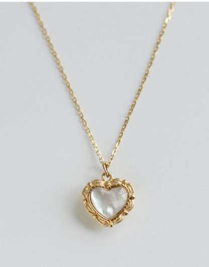 Lolita Seashell Heart Shaped Vintage Stainless Steel Necklace 