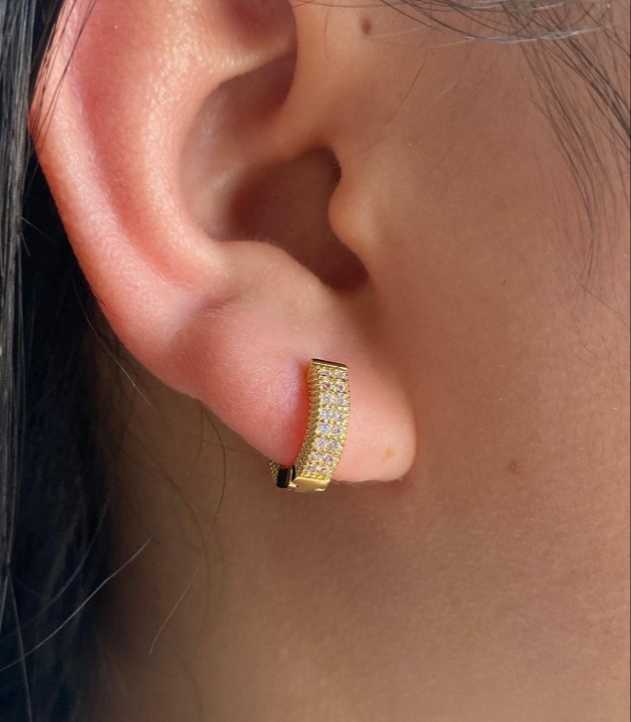 Rakol Cubic Zirconia Decor Hoop Earrings