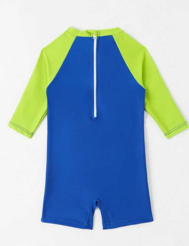 Baby Boy's One-Piece Long Sleeve Dinosaur Printed Swimsuit