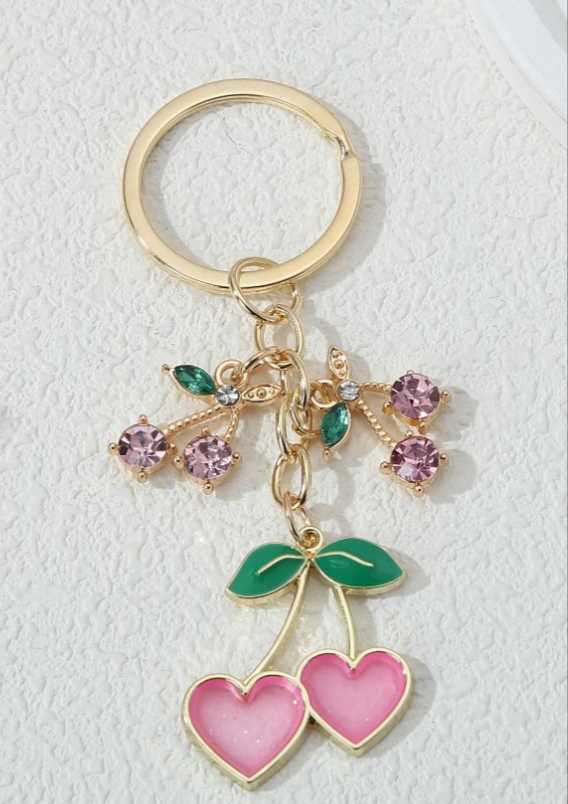 Cherry Hearts Keychain