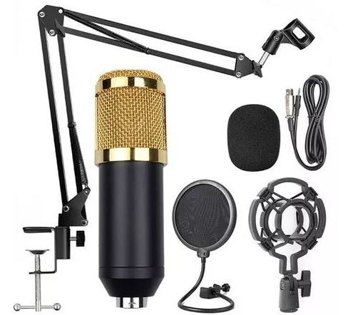 Kit Microfone Condensador Braço Articulado Pop Filter P2 T10