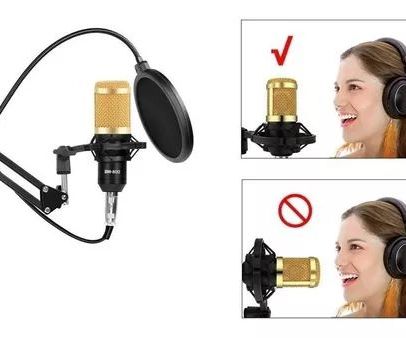 Kit Microfone Condensador Braço Articulado Pop Filter P2 T10