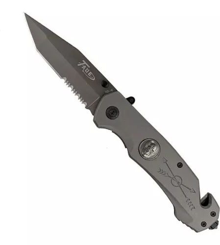 Canivete Tático Saque Rápido Grey Titanium Pesca Camping - Faca