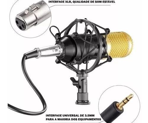 Kit Microfone Condensador Braço Articulado Pop Filter P2 T10