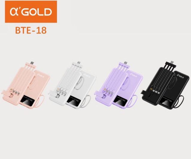 Carregador Portátil 10.000mAh USB USB-C iPhone Leve AGold BTE-18